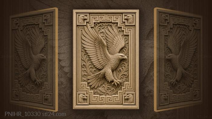 Eagle surrounded by smaller eagle heads 3d STL model