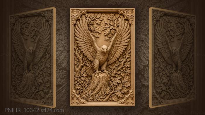 Eagle on stump among branches 3d STL model