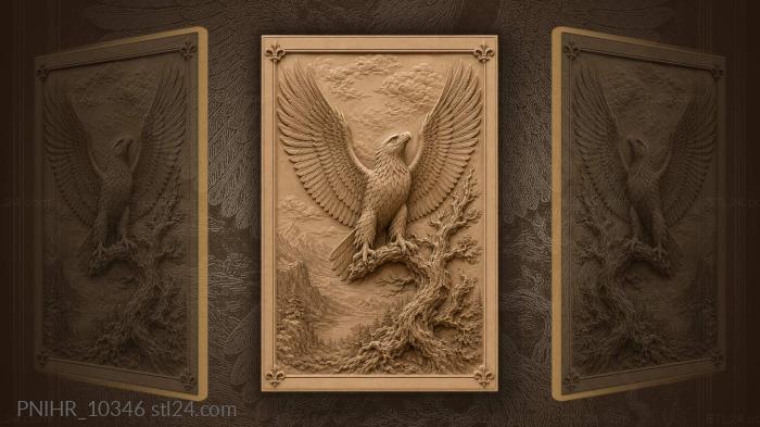 Eagle above ancient windswept tree 3d STL model