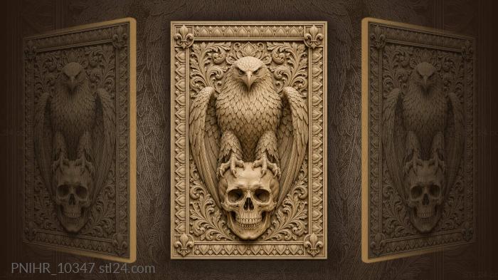 Eagle atop a human skull 3d STL model