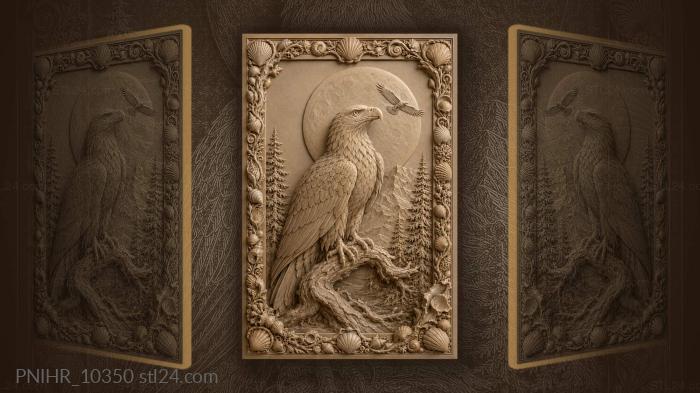 Eagle and moon over the ridge 3d STL model