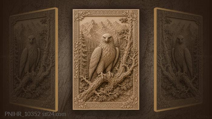 Mountain range beyond the pine forest 3d STL model
