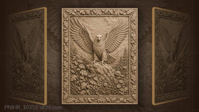 Eagle among wildflowers on rocky ledge 3d STL model