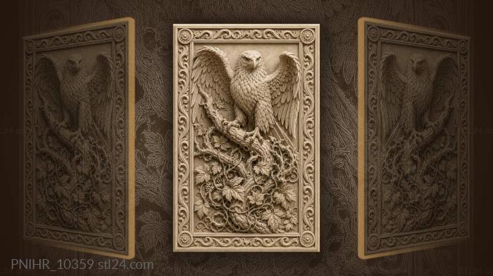 Eagle on weathered branch with vines 3d STL model