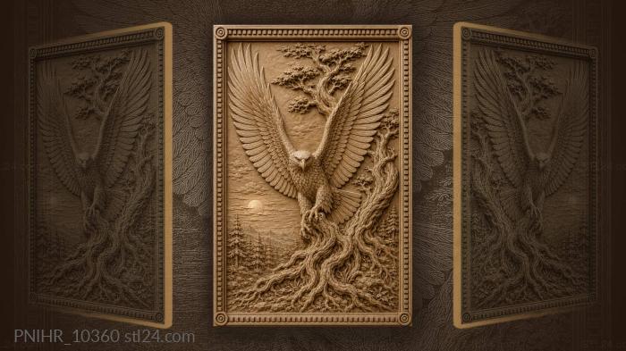 Eagle soaring above distant forest 3d STL model