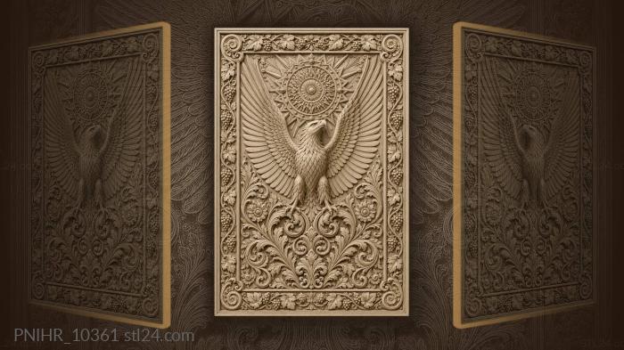 Eagle among sunbursts and vines 3d STL model