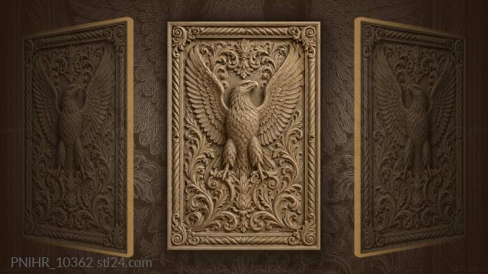 Eagle framed by acanthus and floral motifs 3d STL model
