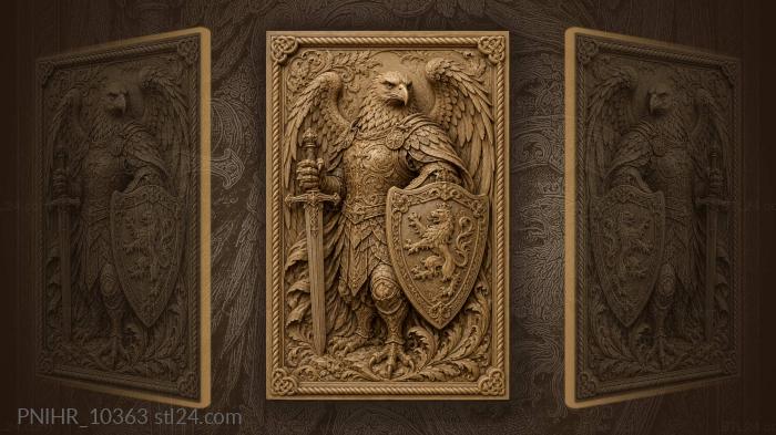 Eagle warrior with lion shield 3d STL model