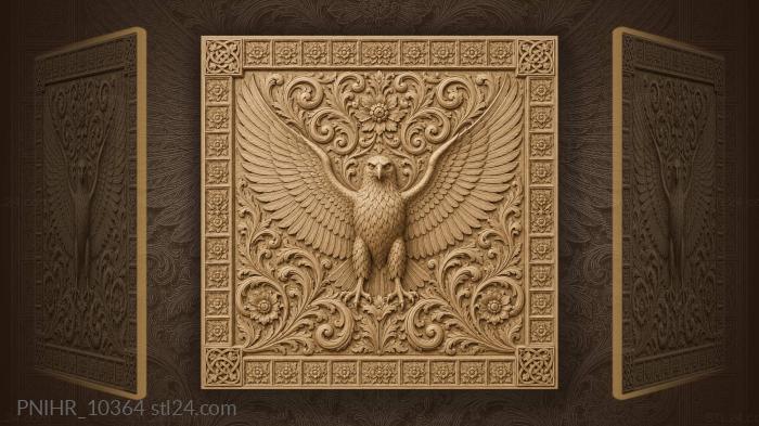 Eagle standing among acanthus scrolls 3d STL model