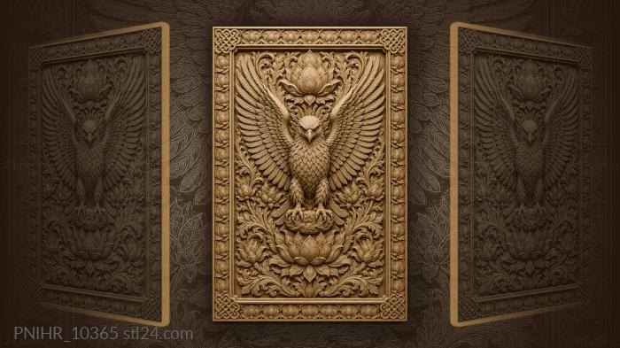 Eagle among rows of lotus petals 3d STL model