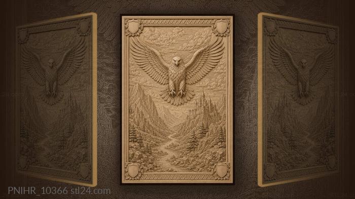 Eagle over a river valley and castle 3d STL model