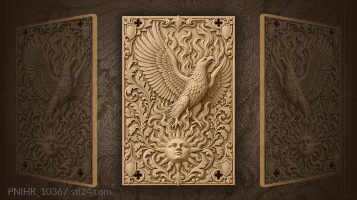 Flames and a sun face below 3d STL model