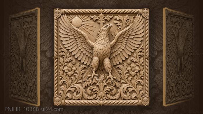 Eagle standing on acanthus scrolls 3d STL model