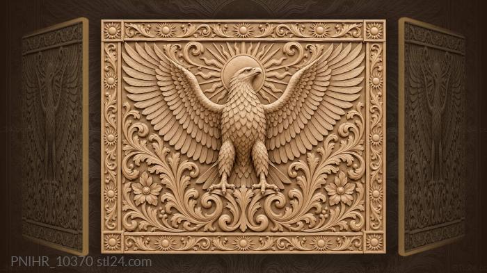 Eagle above acanthus scrolls and sunbursts 3d STL model