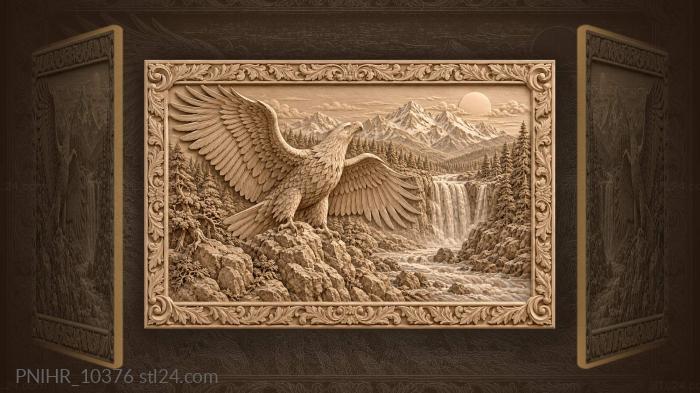 Sun over the river and falling water 3d STL model