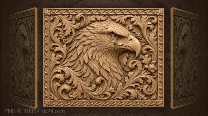 Head of an eagle amid acanthus scrolls 3d STL model
