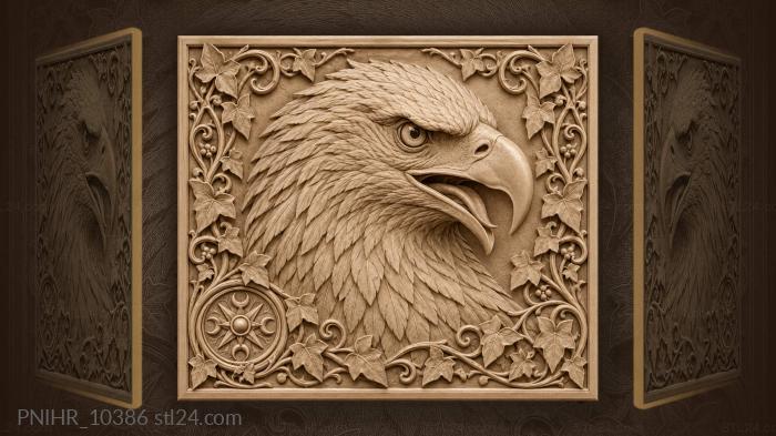 Eagle with open beak among ivy tendrils 3d STL model
