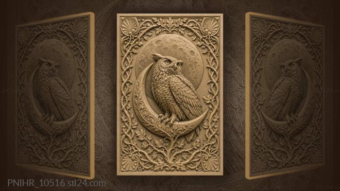 Owl on the crescent moon 3d STL model