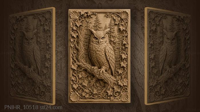 Owl before a rising forest 3d STL model
