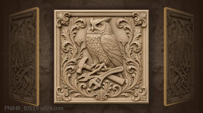 Wise owl among craftsmans tools 3d STL model