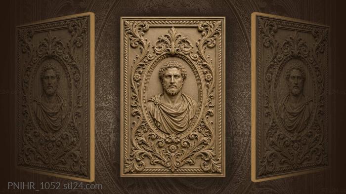 Calm face inside an oval wreath 3d STL model