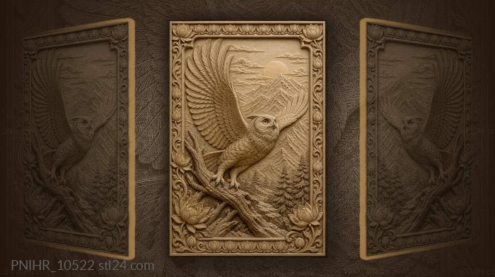 Soaring owl sunset mountain vista 3d STL model