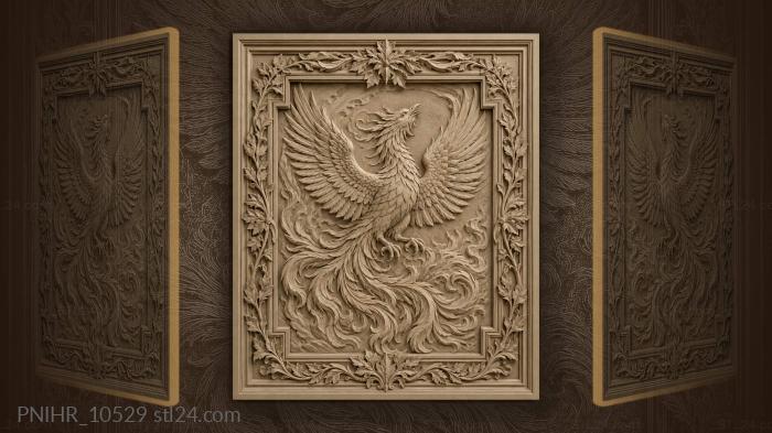 Phoenix soaring among leafy fronds 3d STL model
