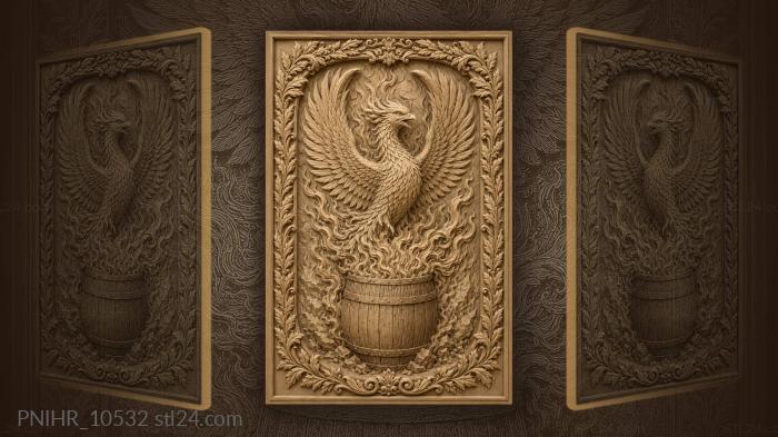 Phoenix rising from ancient barrel 3d STL model