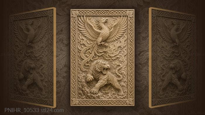 Phoenix and tiger celtic myth 3d STL model
