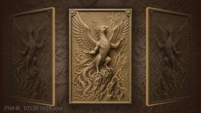 Phoenix among lightning above a peak 3d STL model