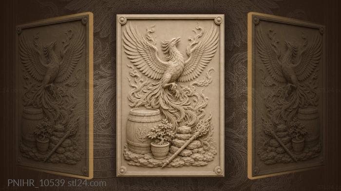 Phoenix rising from rustic still life 3d STL model