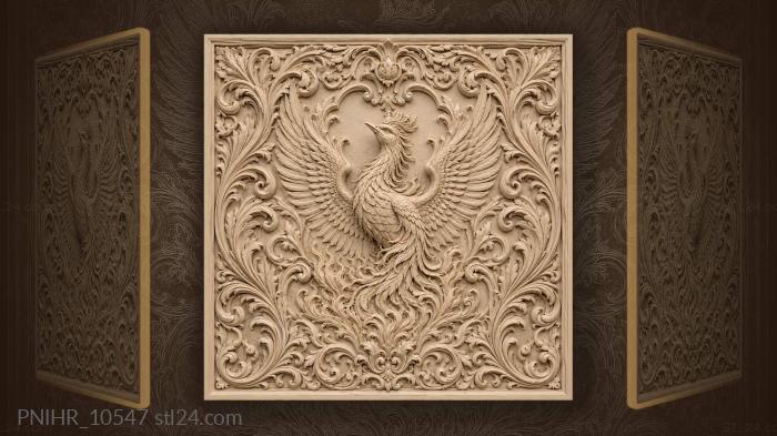 Phoenix in a diadem among acanthus 3d STL model