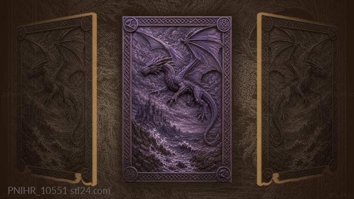 Purple dragon above a stormy sea 3d STL model
