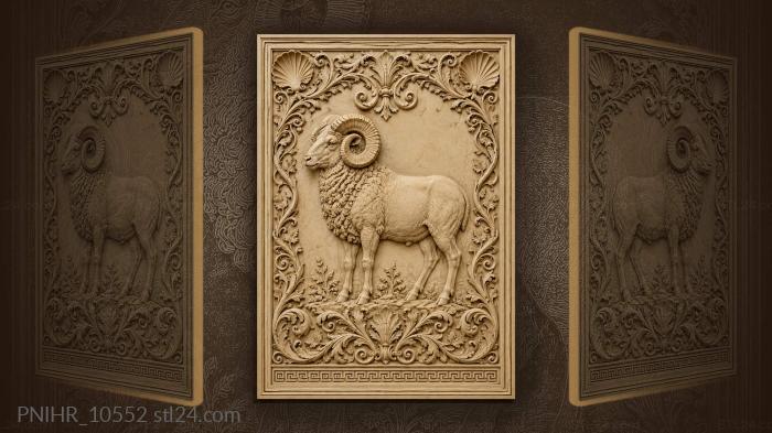 Powerful ram with floral frame 3d STL model