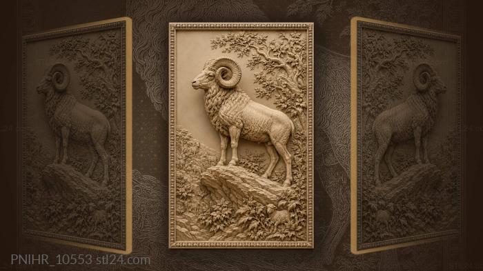 Ram among small animals in foliage 3d STL model