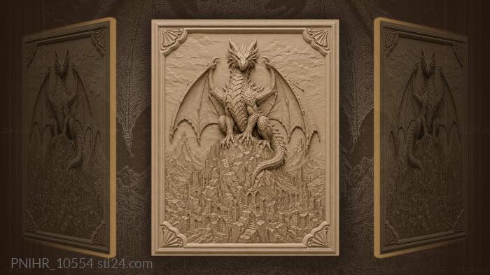 Dragon over ruined ancient city 3d STL model