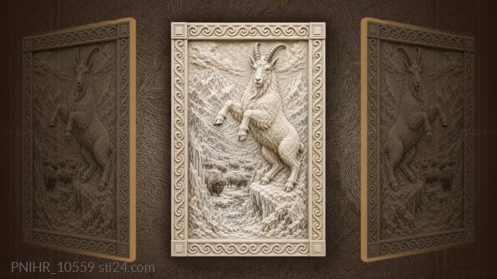 Mountain goat and bison winter scene 3d STL model