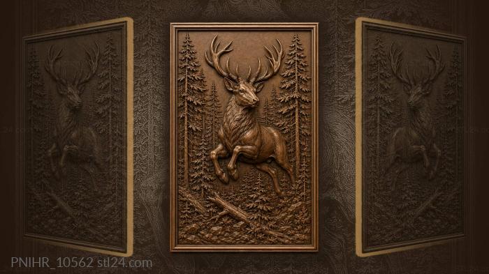 Noble stag in pine forest 3d STL model