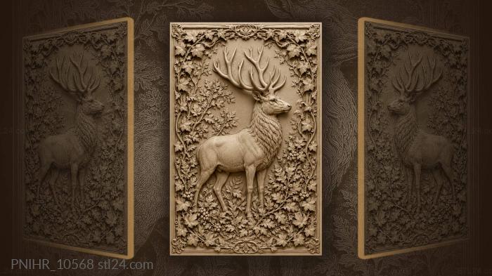Stag in thicket of berry branches 3d STL model