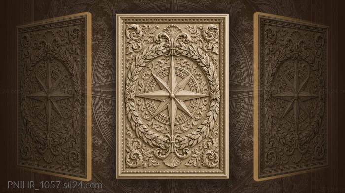 Rose compass laurel wreath design 3d STL model