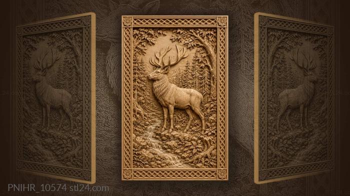 Stag by forest stream between rocks 3d STL model
