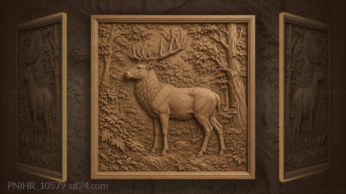 Stag deep in dense forest 3d STL model