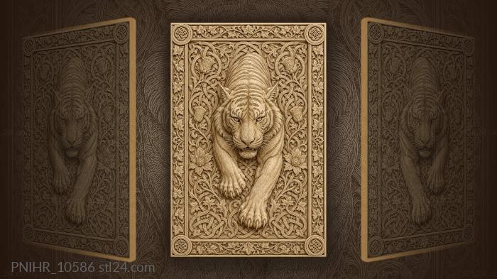Tiger amidst celtic floral weave 3d STL model