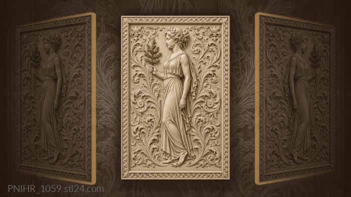 Woman holding an evergreen sprig 3d STL model