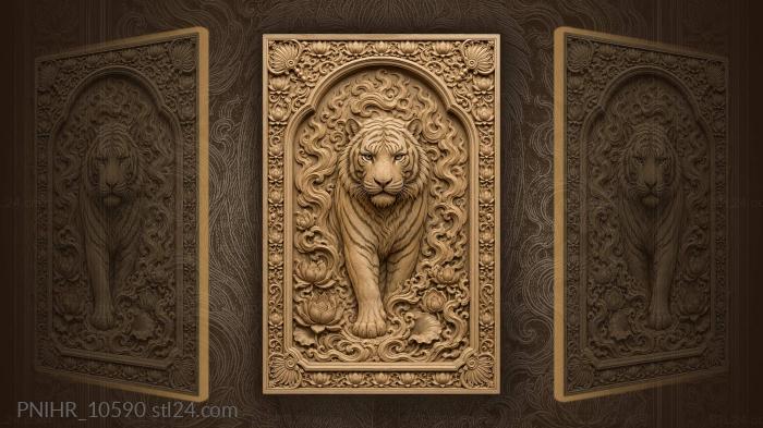 Tiger amidst swirling flames lotus 3d STL model