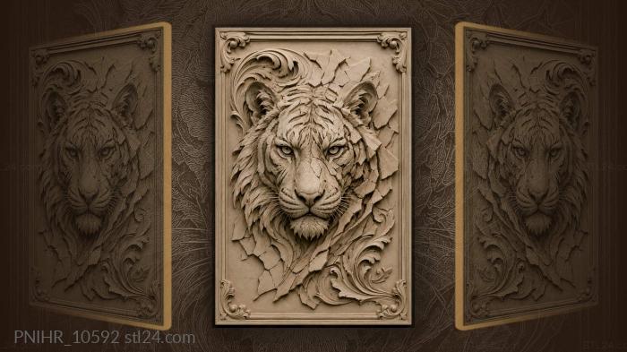 Powerful tiger face majestic detail 3d STL model
