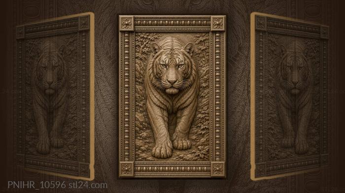 Powerful tiger walking through jungle 3d STL model