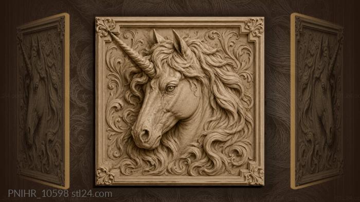 Majestic unicorn head flowing mane 3d STL model
