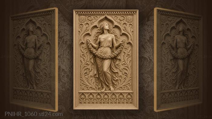 Girl with flower garland under arch 3d STL model