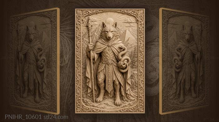 Cloaked wolf with staff and serpent 3d STL model